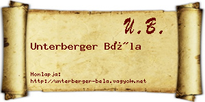 Unterberger Béla névjegykártya